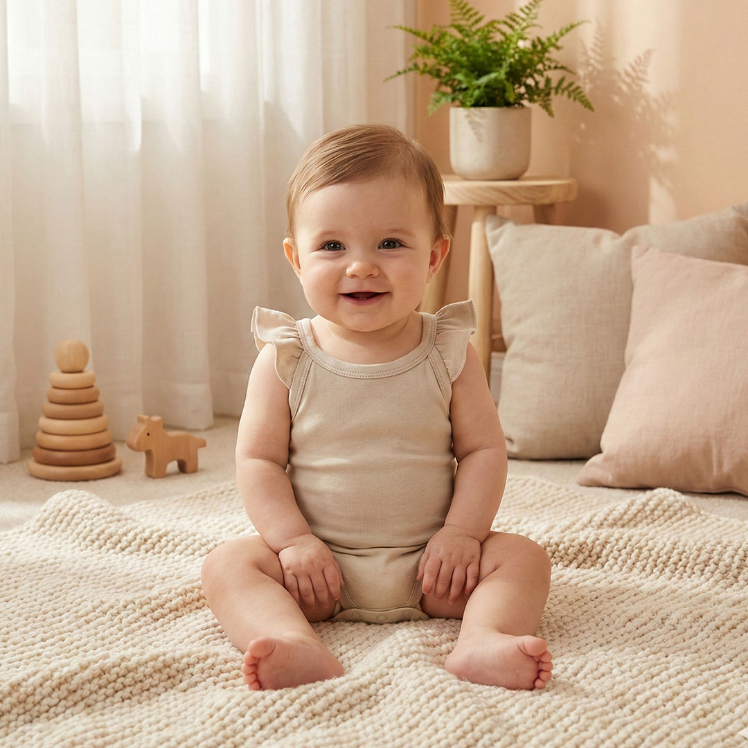 DARK VANILLA PLAIN RUFFLE ONESIE