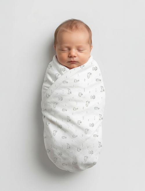 ORGANIC COTTON BUNNY MUSLIN CLOTH SWADDLE