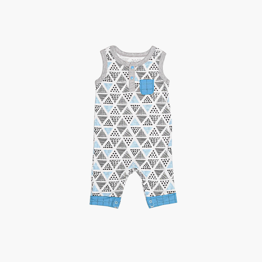 BLACK AND BLUE PATTERNED ROMPER