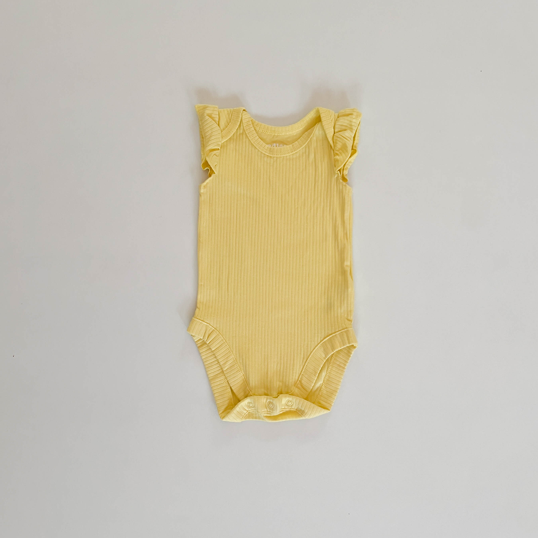 YELLOW RIBBED GIRLS ONESIE