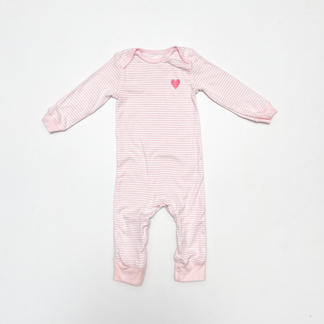 PINK AND WHITE STRIPED ROMPER