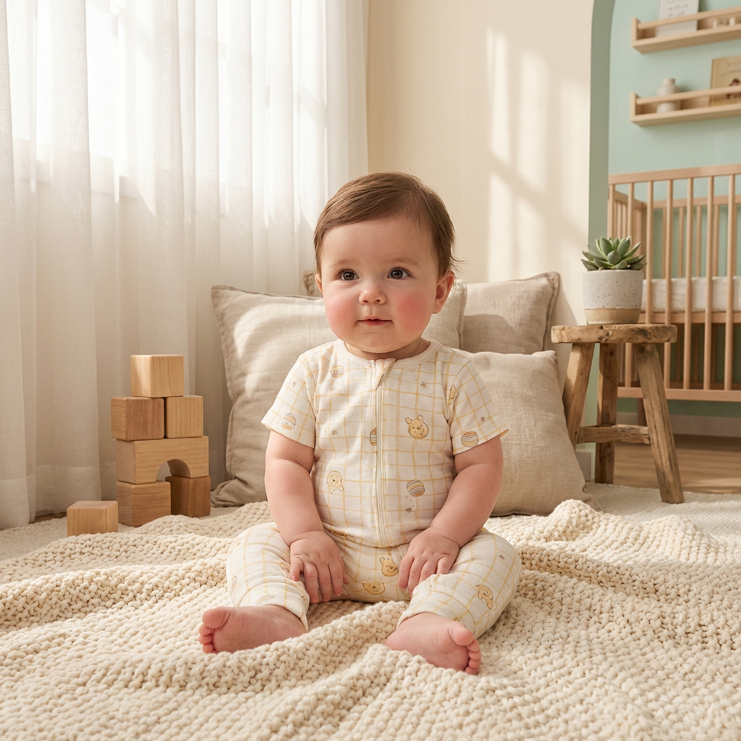 BEIGE YELLOW PHOO ZIPPER ROMPER