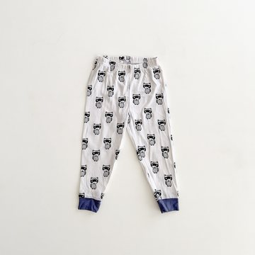 BLACK AND WHITE RACCOONS PRINTED PANTS