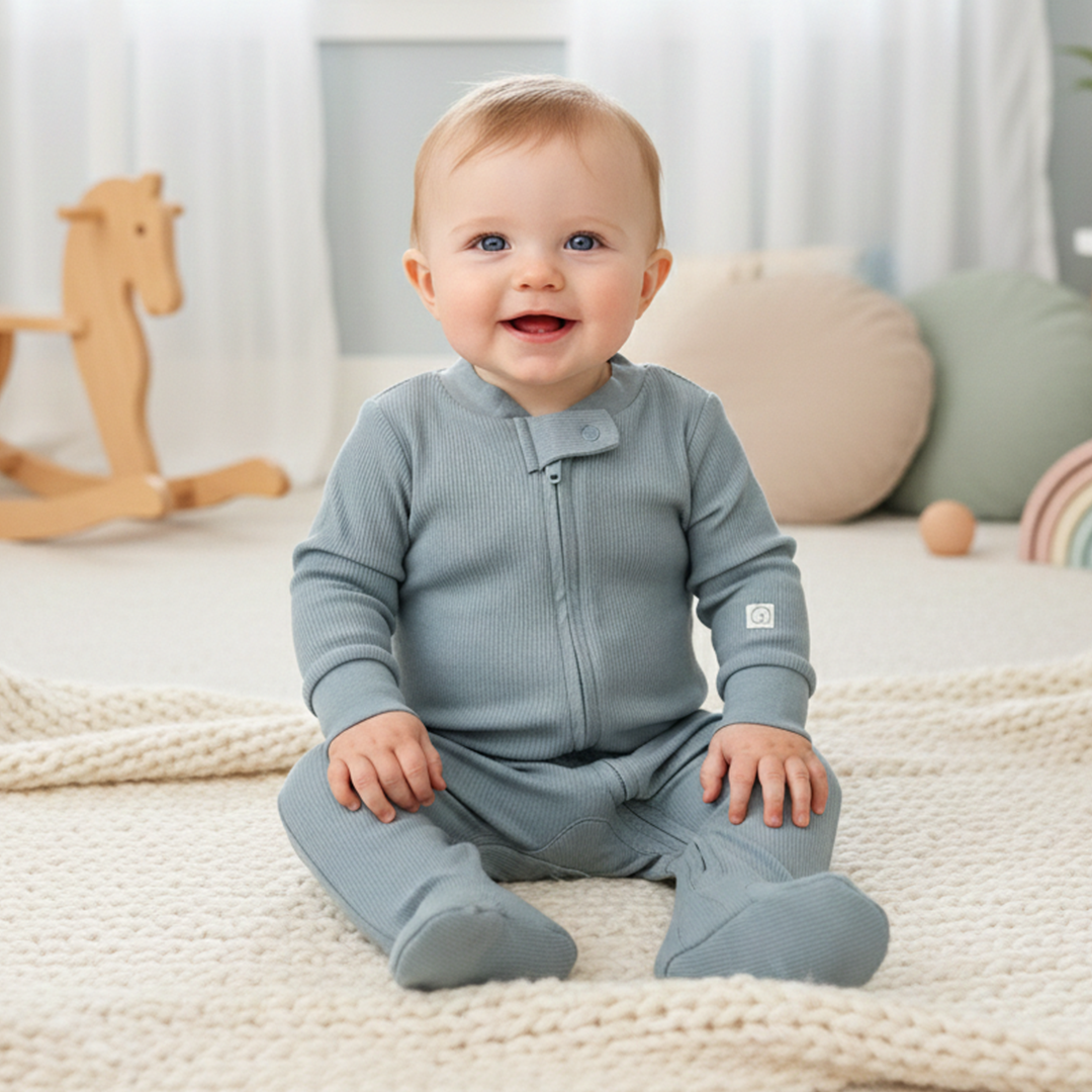 PASTEL BLUE ZIPPER SLEEPSUIT