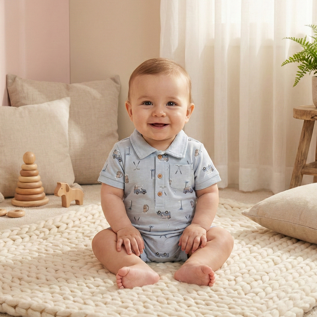 BLUE COLLAR CAR PRINTED JUMPSUIT