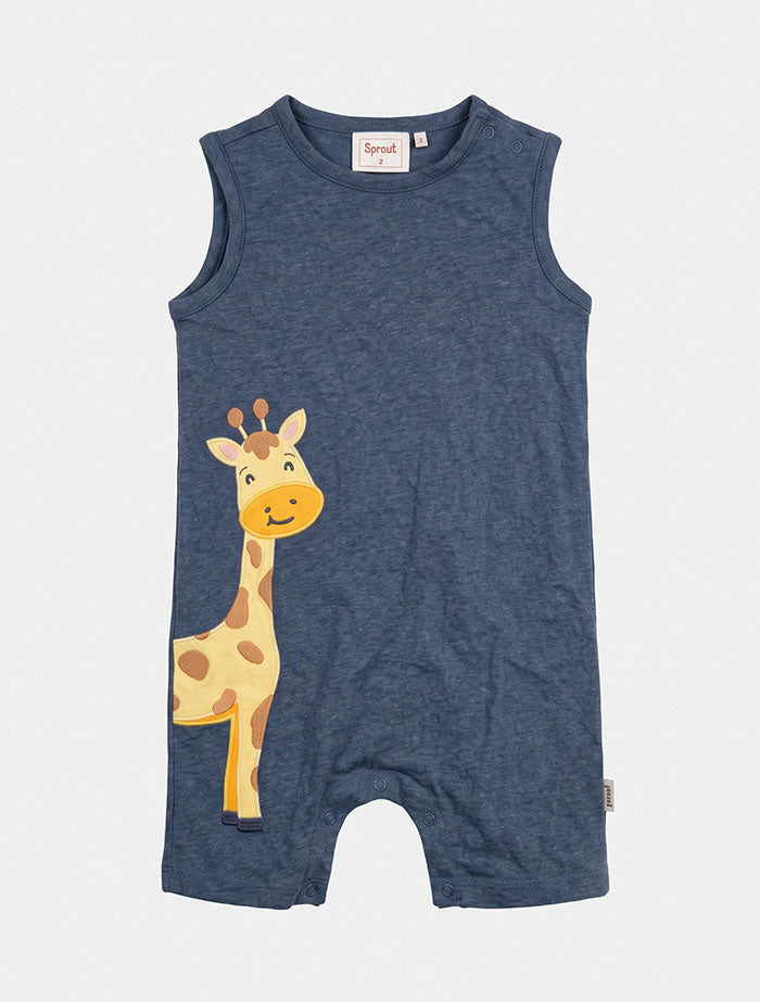 Blue giraffe boys jumpsuit