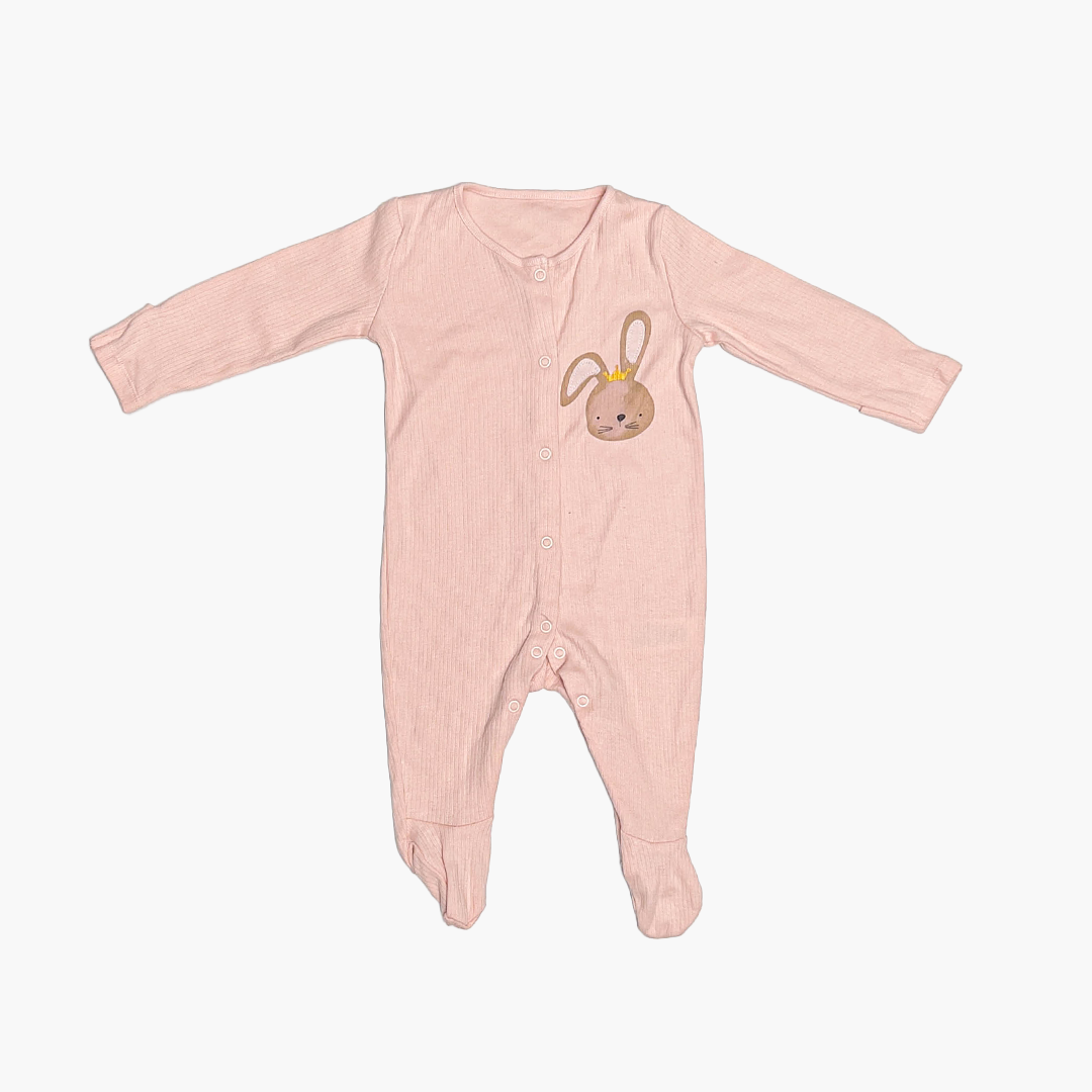 LIGHT PINK RIBBED SLEEPSUIT