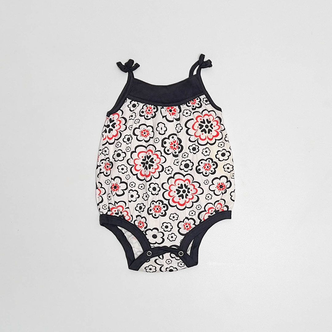 BLACK AND WHITE FLORAL ONESIE