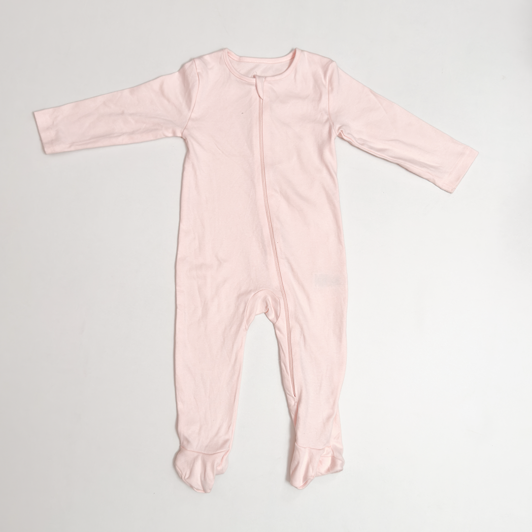 BABY PINK ZIPPER SLEEPSUIT
