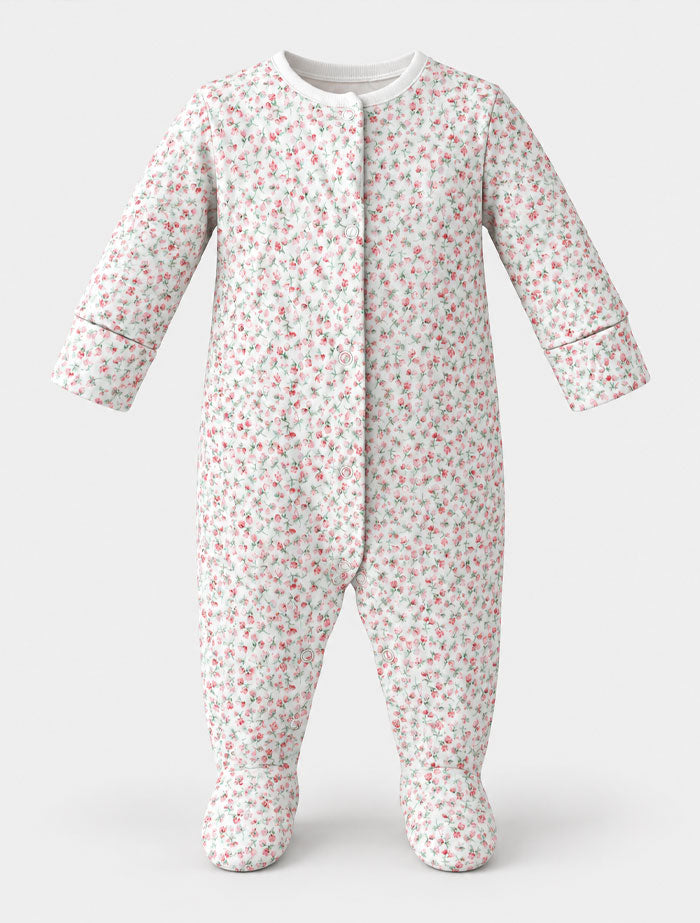 Pink and white floral sleep suit