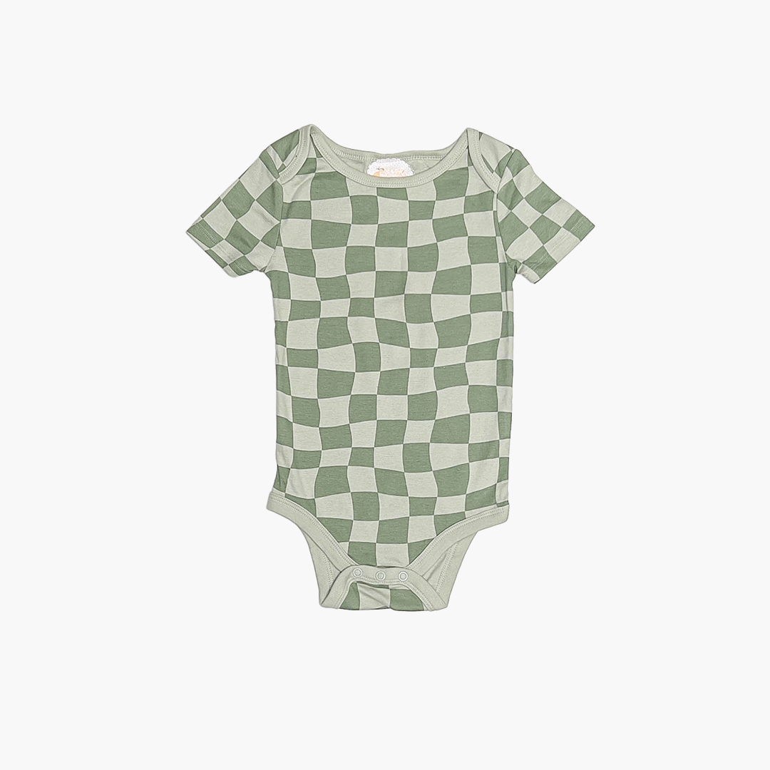 MINT CHECKER BOARD ONESIE