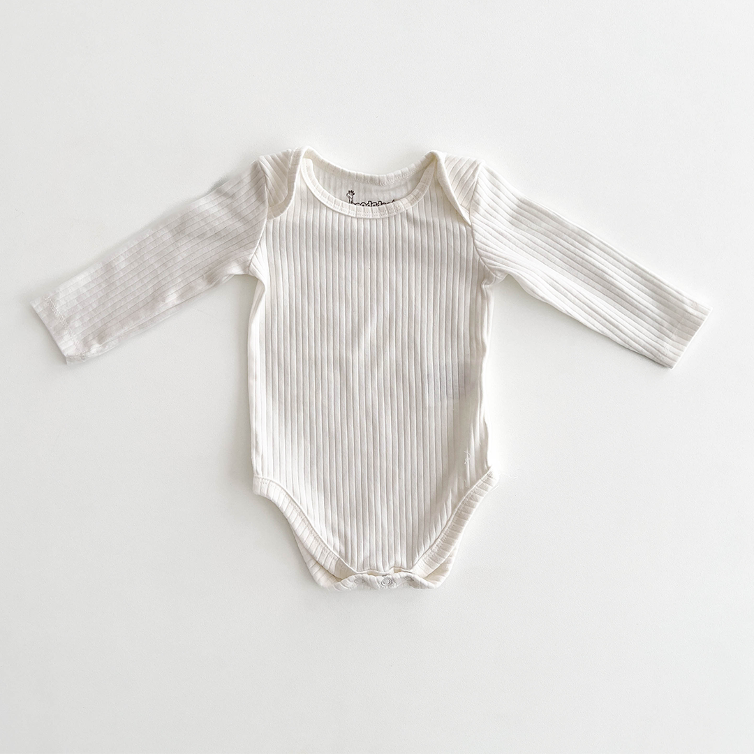 WHITE RIBBED COTTON ONESIE