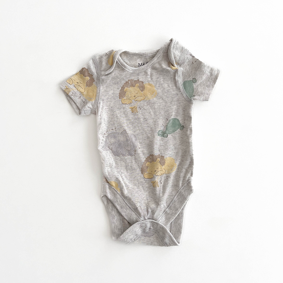 M&S GREY PRINTED ONESIE