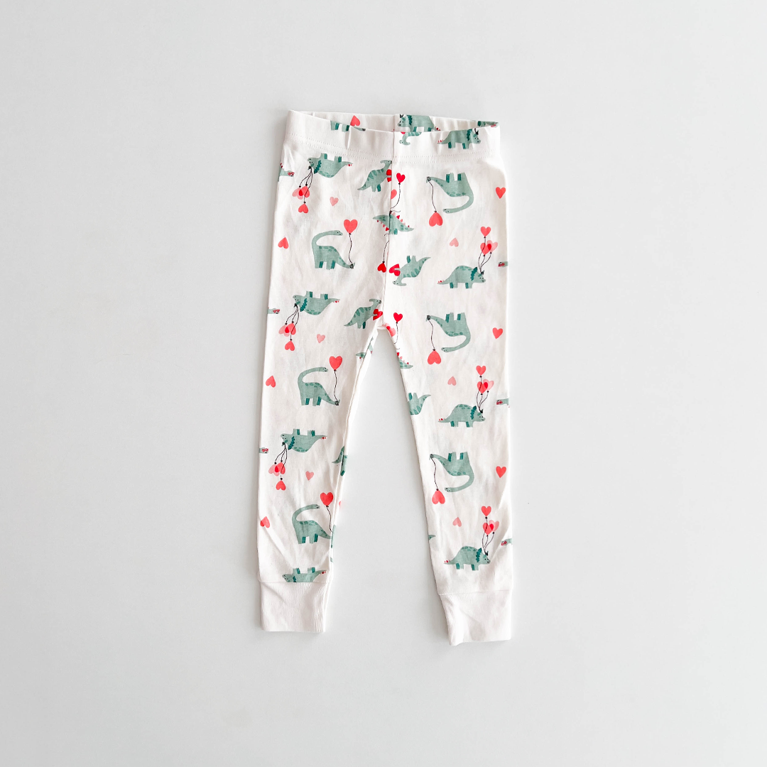 WHITE DINOSAUR PRINTED PANTS