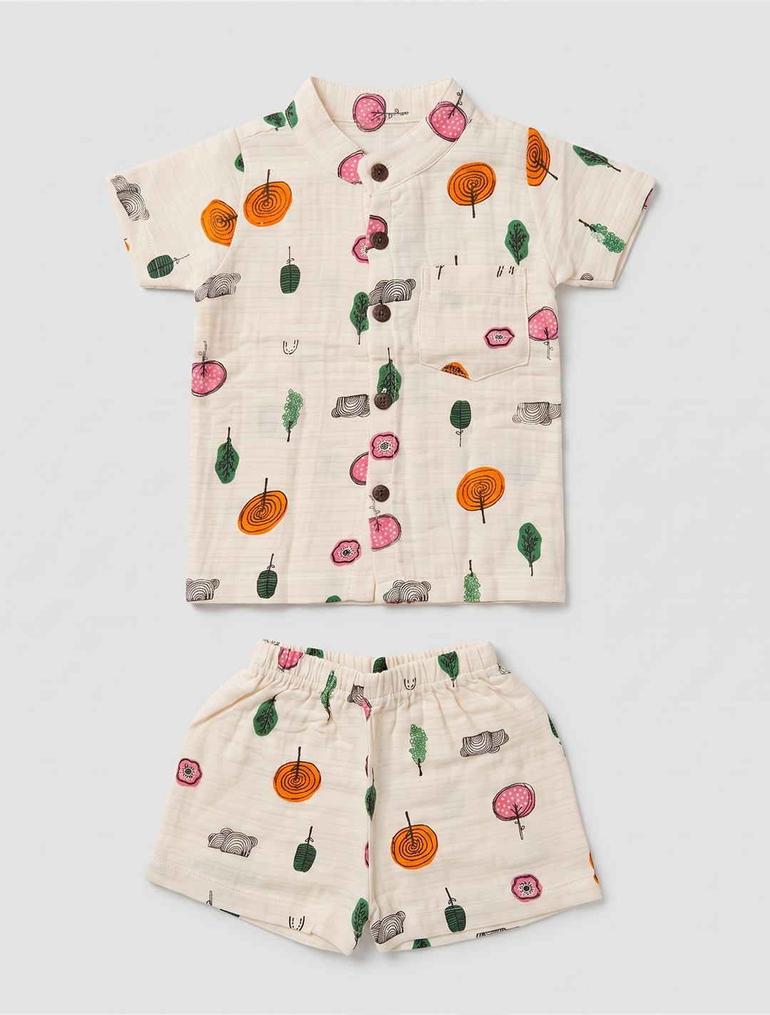 Printed Muslin Shirt & Shorts Co-ord Set – Woodland