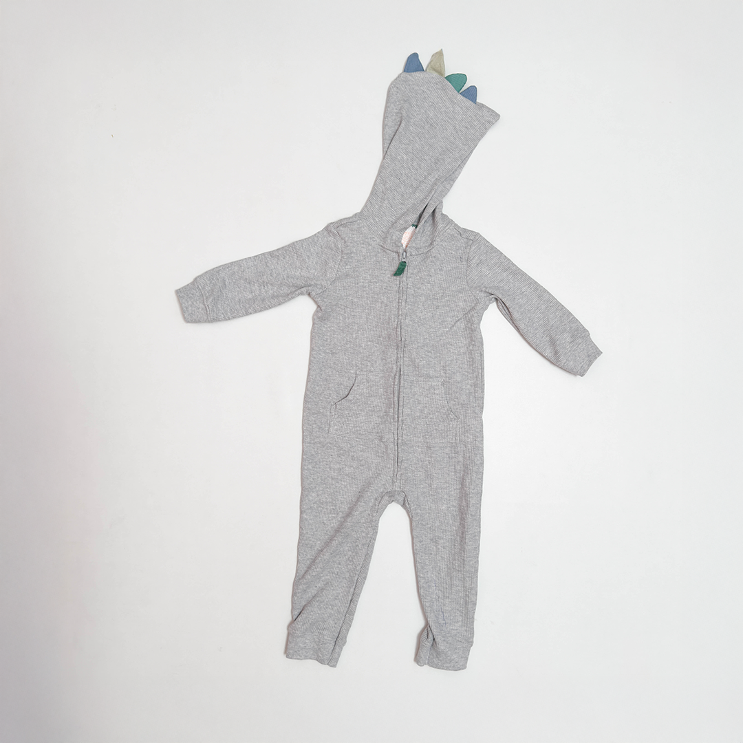 GREY KNITTED HOODIE ROMPER