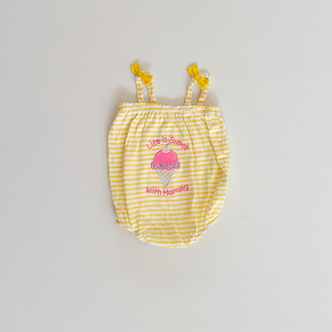 YELLOW STRIPED FANCY ONESIE