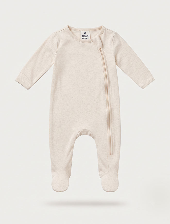 Offf white side 2 way zipper sleepsuit