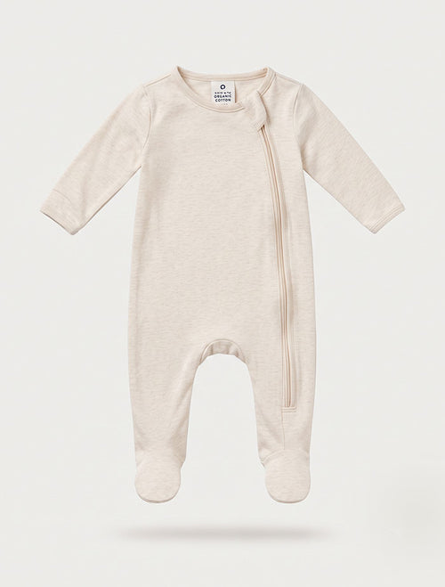 Offf white side 2 way zipper sleepsuit