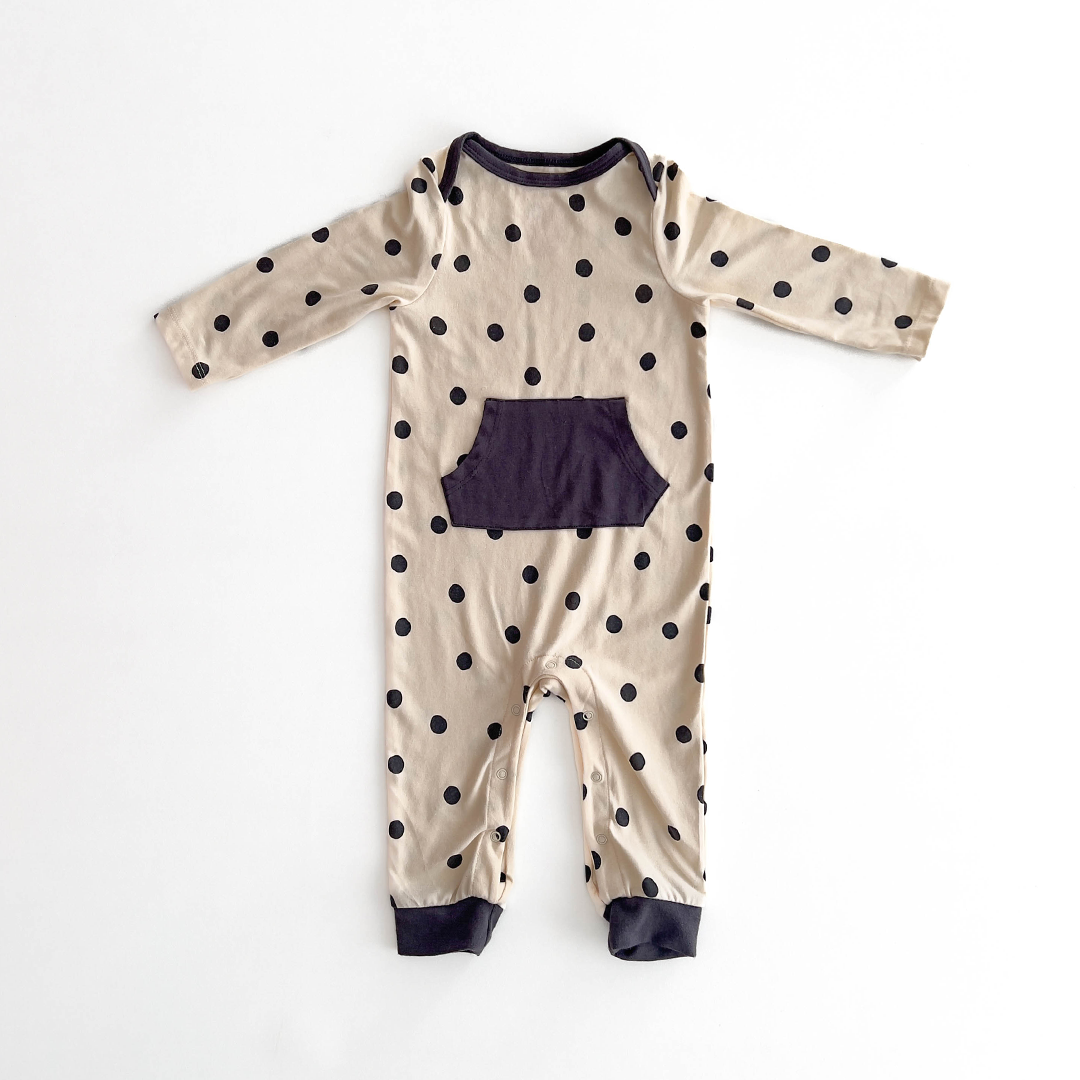 OFF WHITE BLACK POLKA DOTTED ROMPER