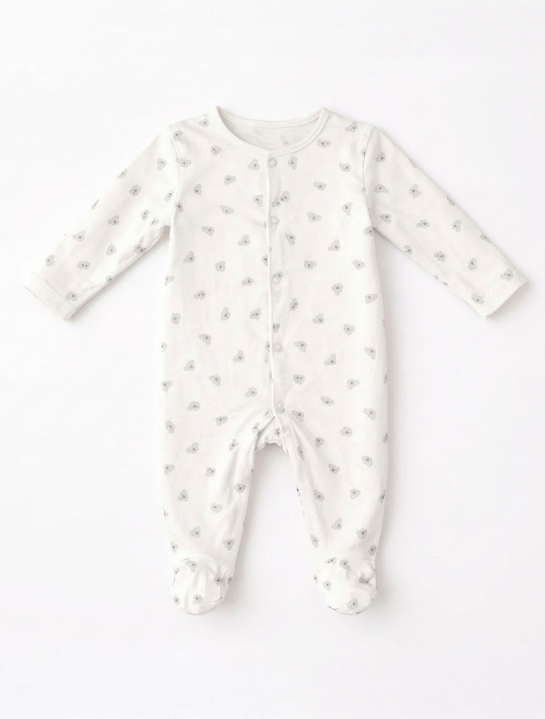 ANIMAL PRINTED WHITE SLEEPSUIT