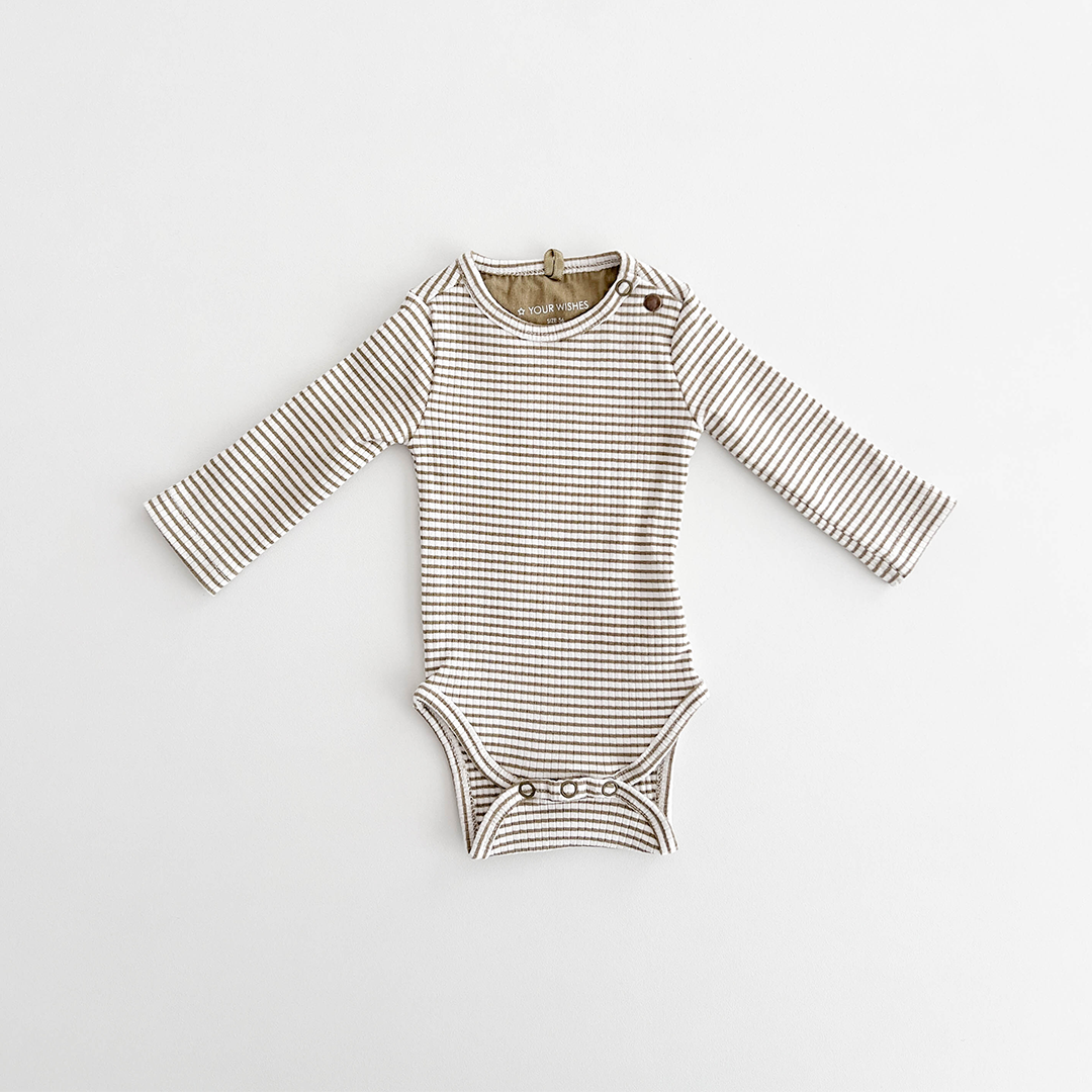 GREEN AND WHITE STRIPED ONESIE