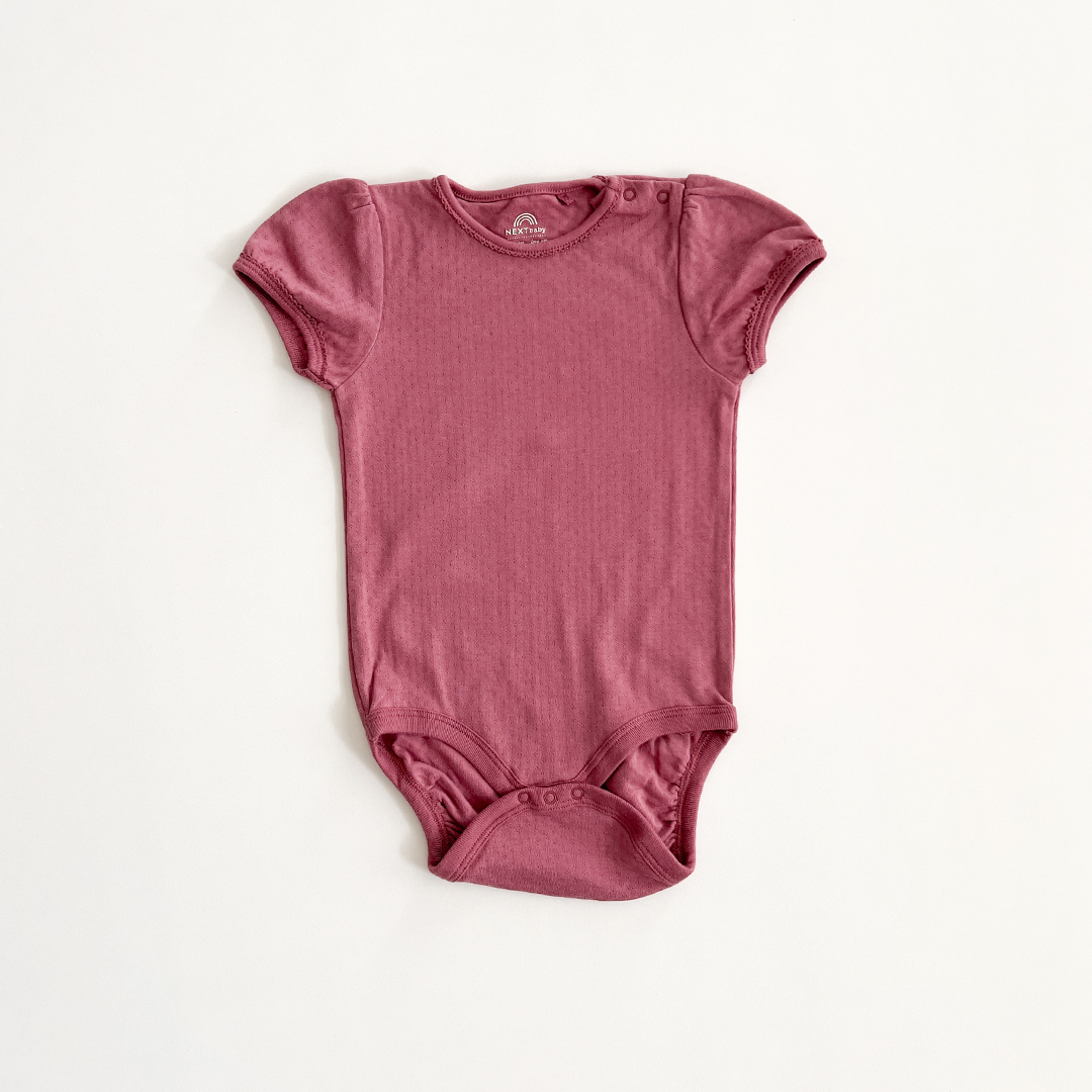 POINTELLE FABRIC WINE DREGS ONESIE