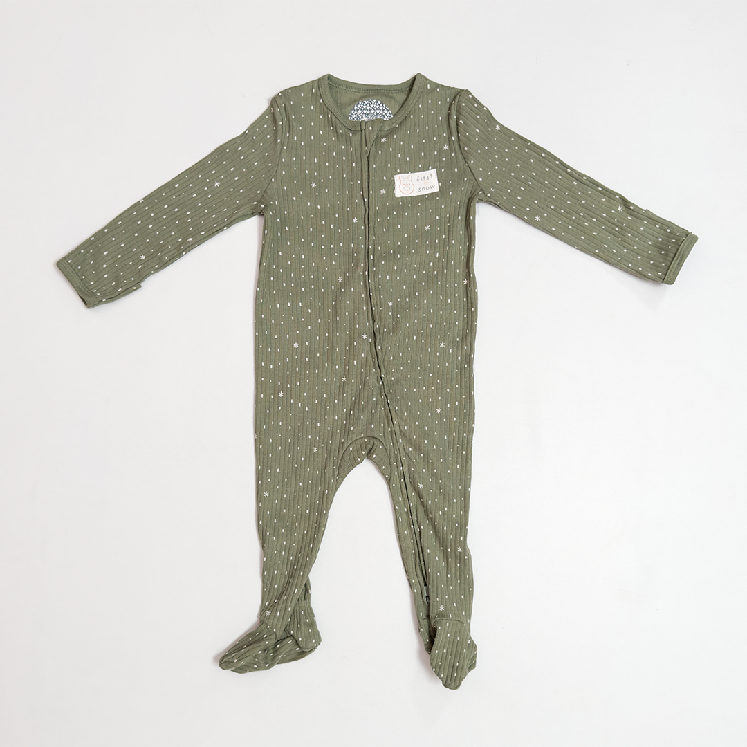 GREEN RIBBED SLEEPSUIT