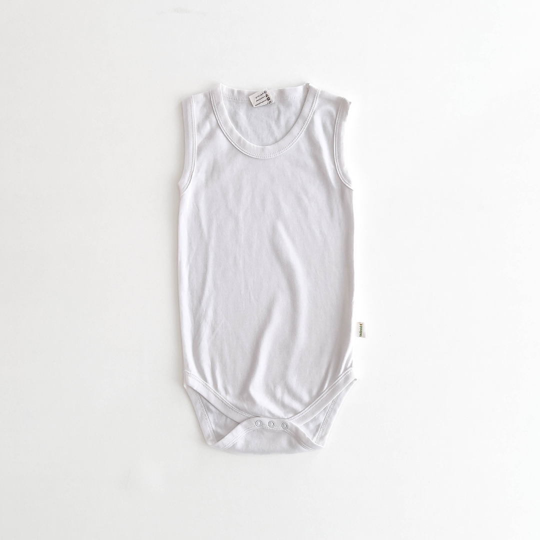 WHITE SLEEVELESS ONESIE