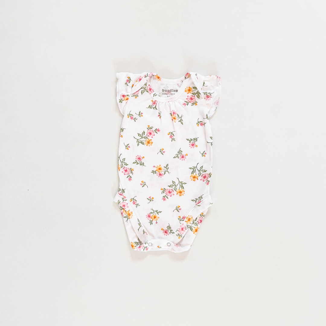 WHITE FLORAL GIRLS ONESIE
