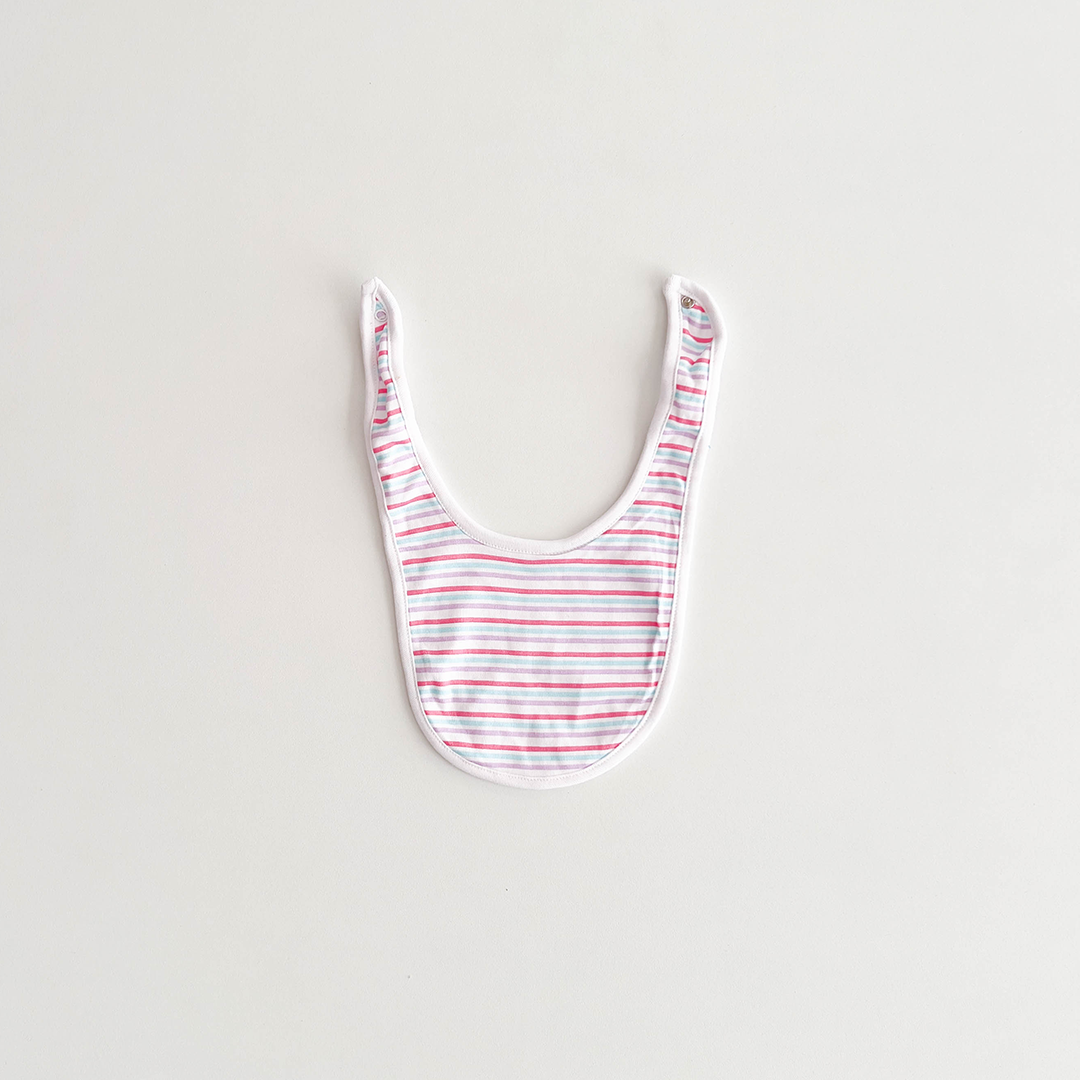 PINK STRIPED ROUND BIBS