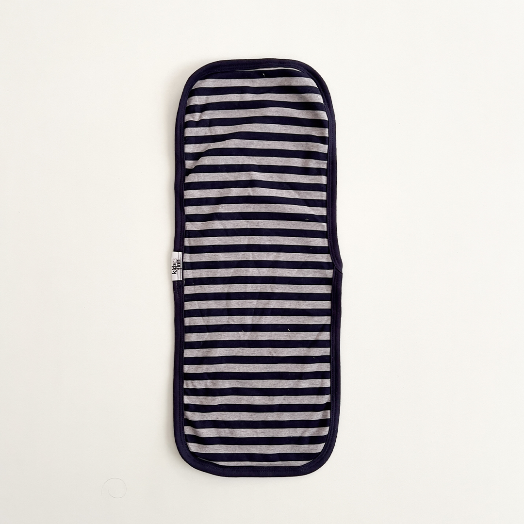 NAVY BLUE AND GREY STRIPED BURP CLOTH