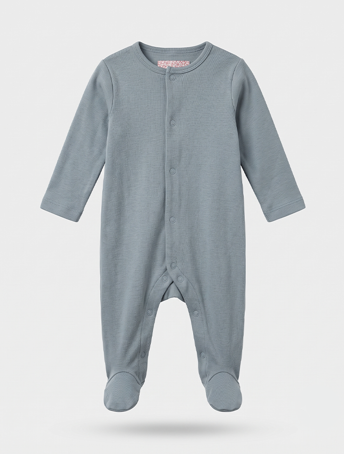 Blue grey button sleepsuit