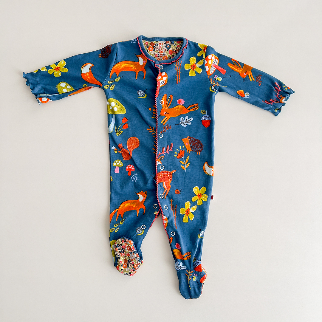 ORANGE AND  BLUE PRINTED SLEEPSUIT