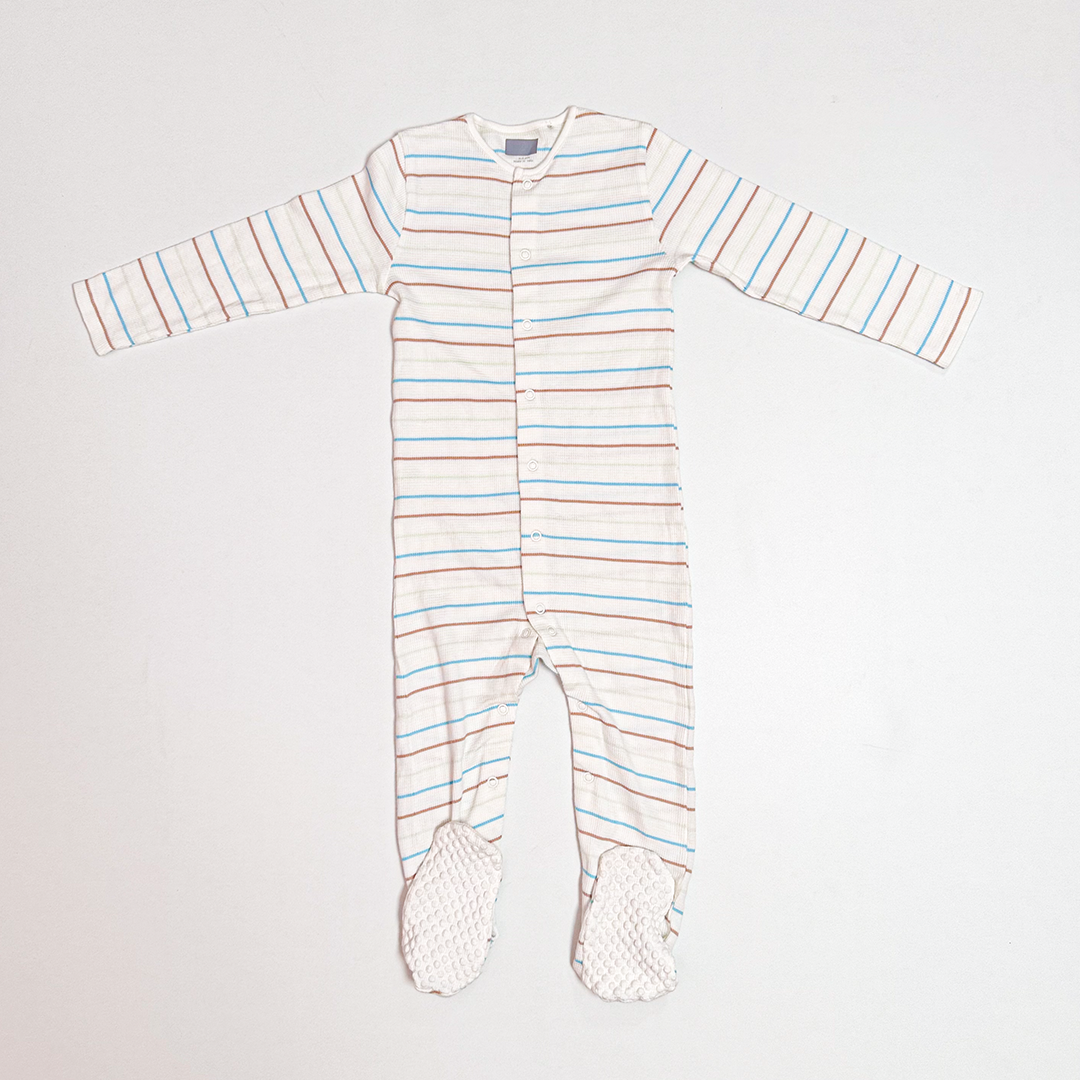 STRIPED KNITTED SLEEPSUIT