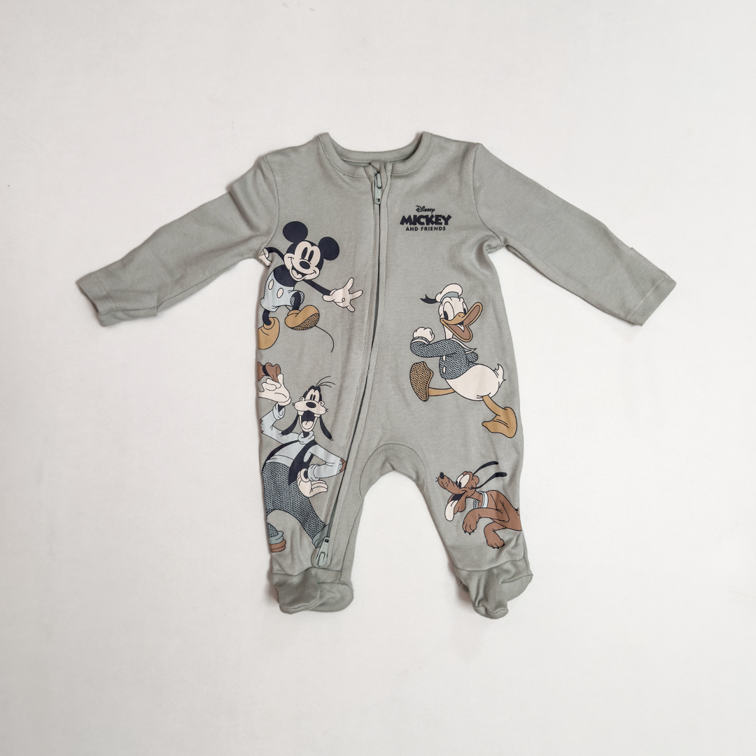 SAGE GREEN MICKEY ZIPPER SLEEPSUIT