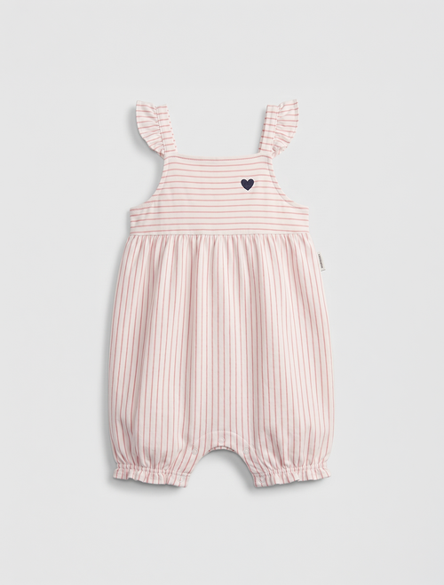 Pink striped girls jumpsuit