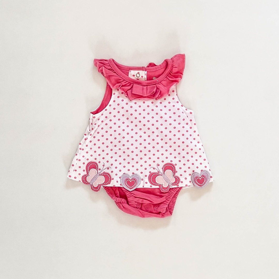 PINK POLKA FLORAL SUNSUIT
