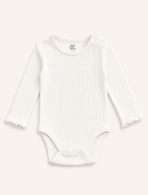 White pointelle plain onesie