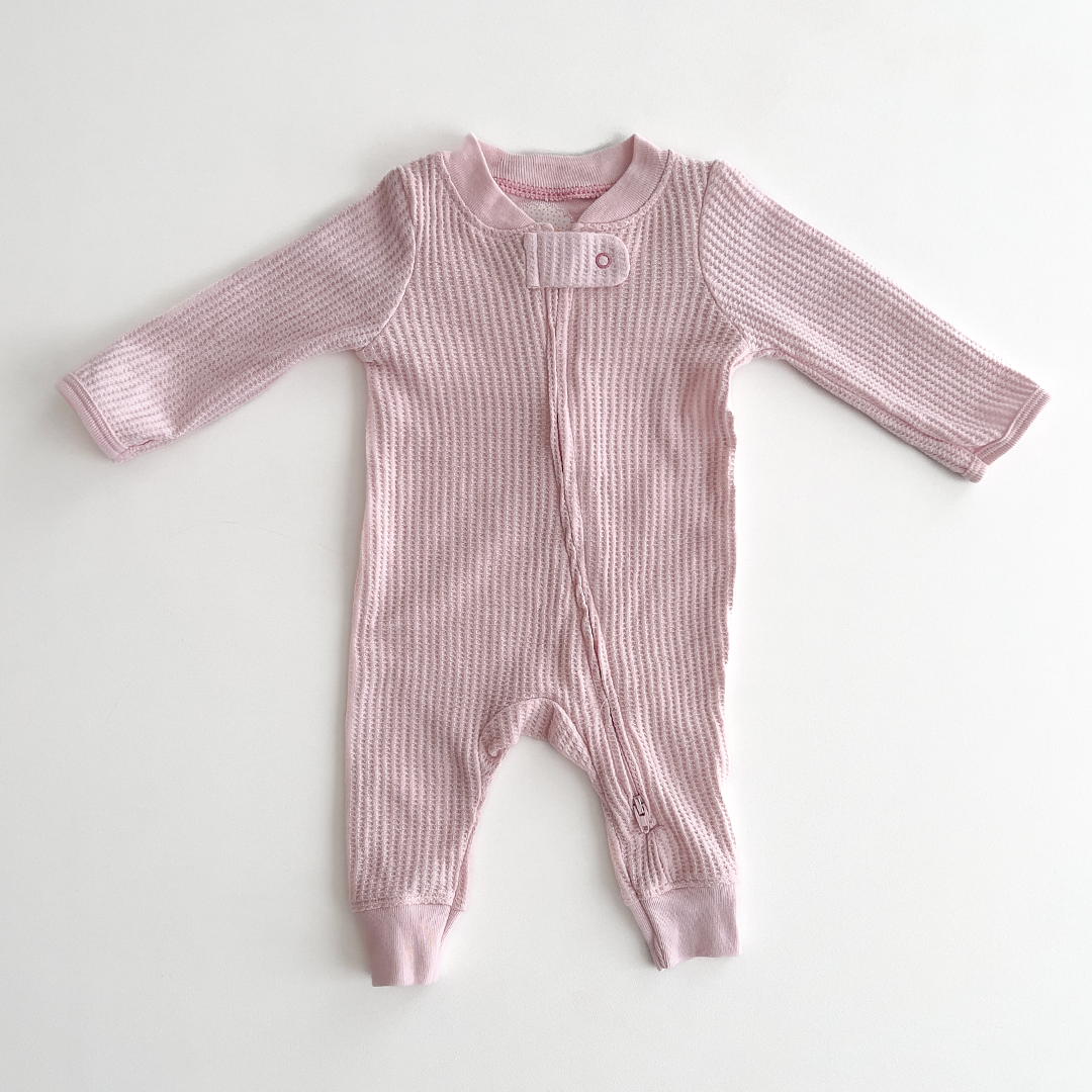 POWDER PINK RIBBED ROMPER