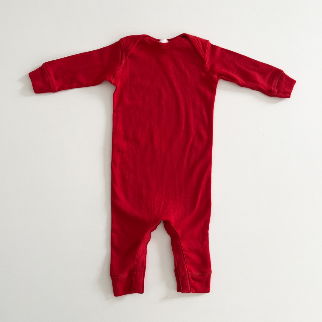 red plain romper