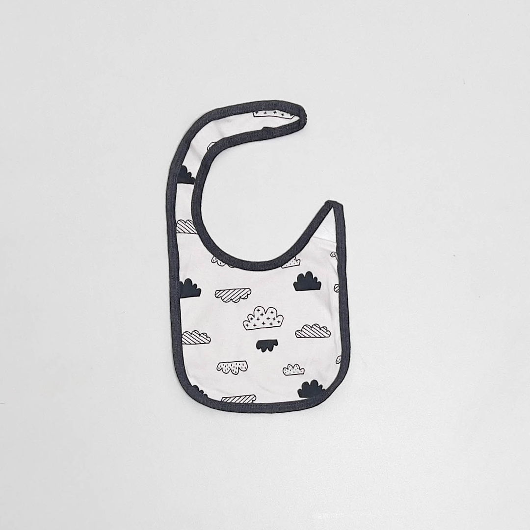 WHITE CLOUD PRINTED ROUND BIBS