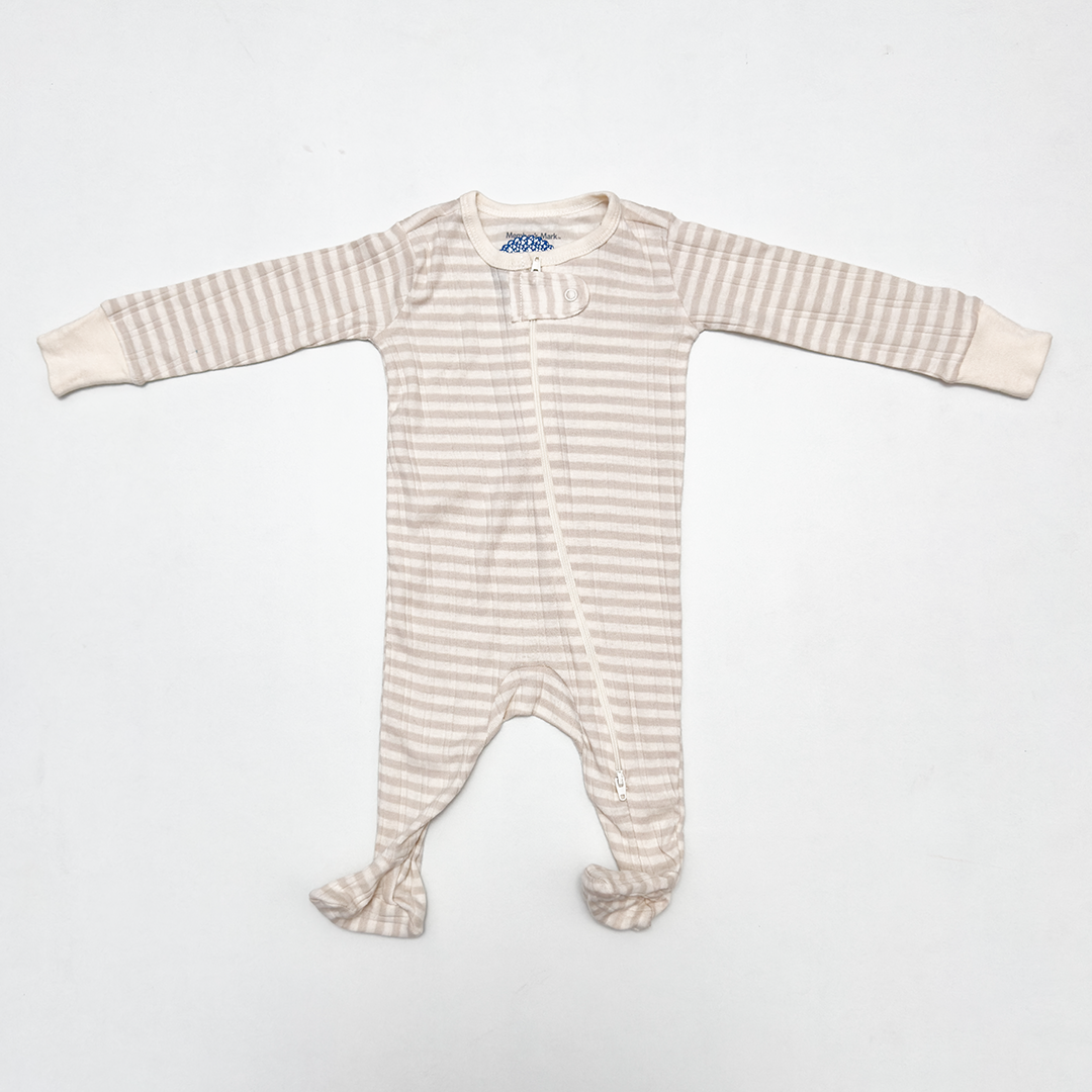BEIGE STRIPED SLEEPSUIT