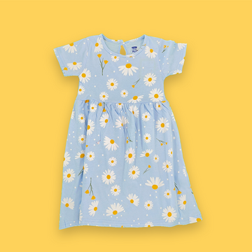 Flower Printed Alice Blue Color Frok | 5-6 Years |