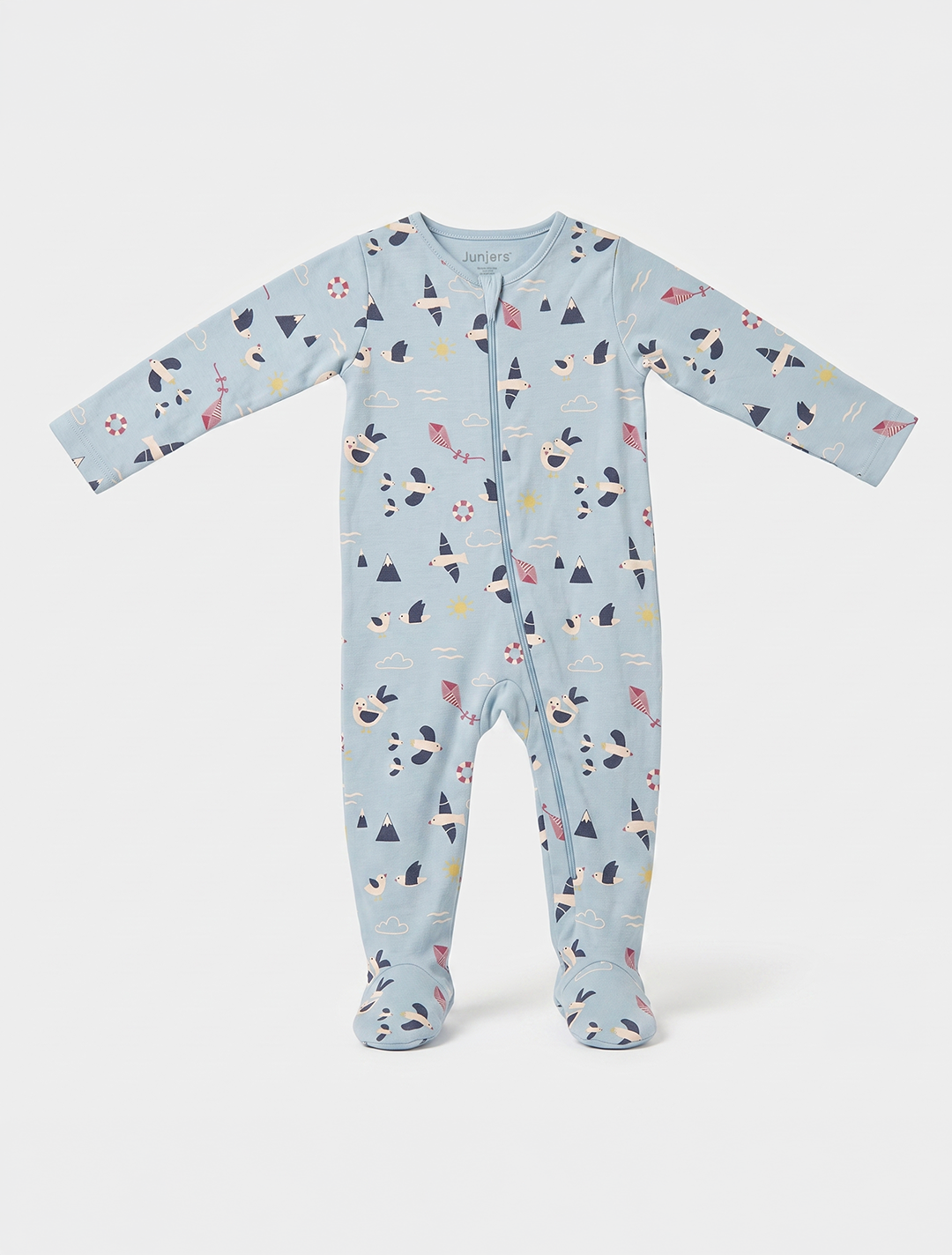 Blue patterned zipper sleepsuit