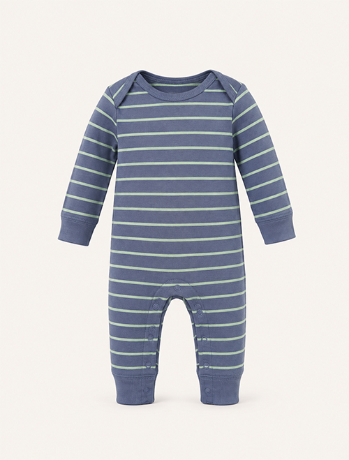Blue green striped romper