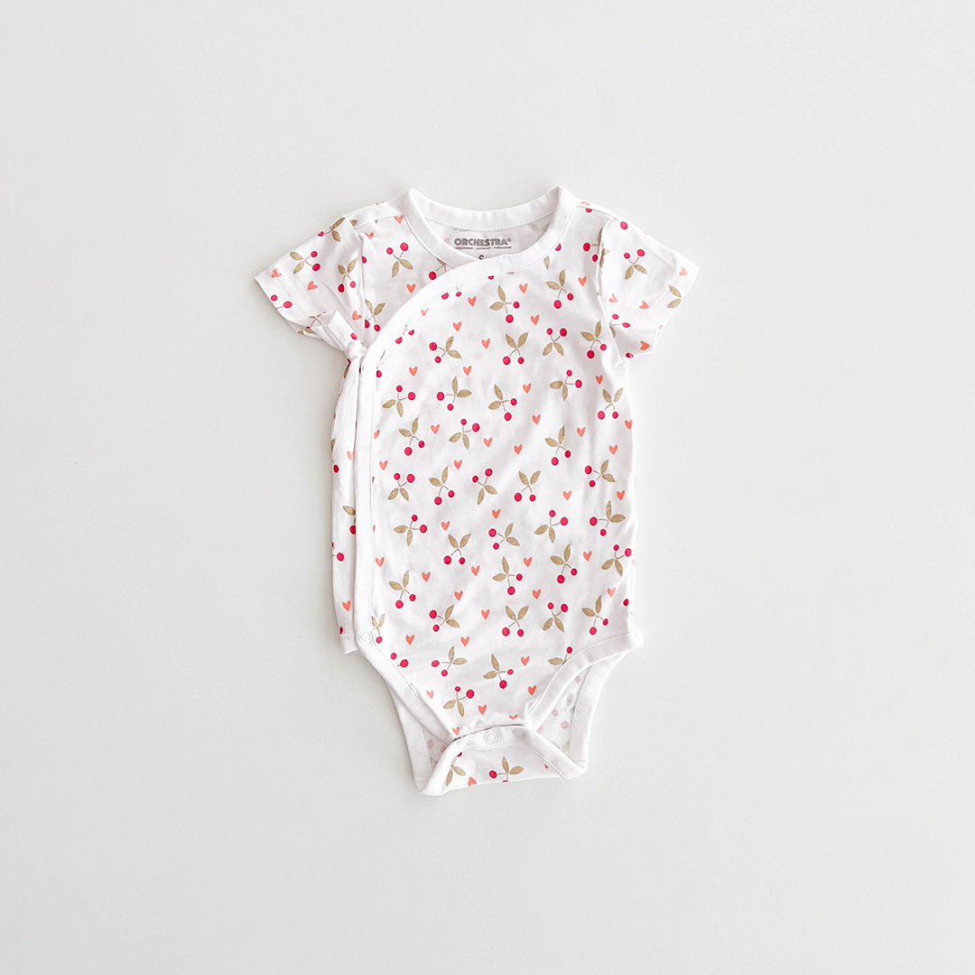 WHITE PRINTED WRAP SLEEPSUIT