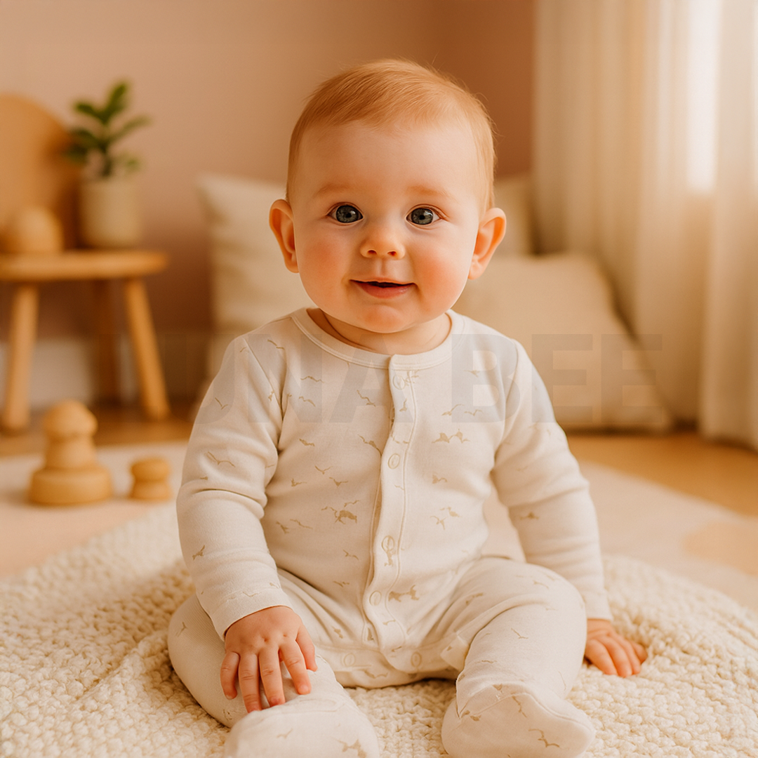 WHITE PRINTED SLEEPSUIT