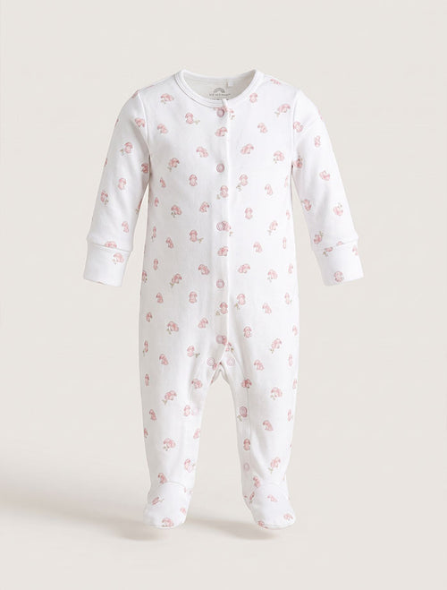 Pink bunny button sleepsuit