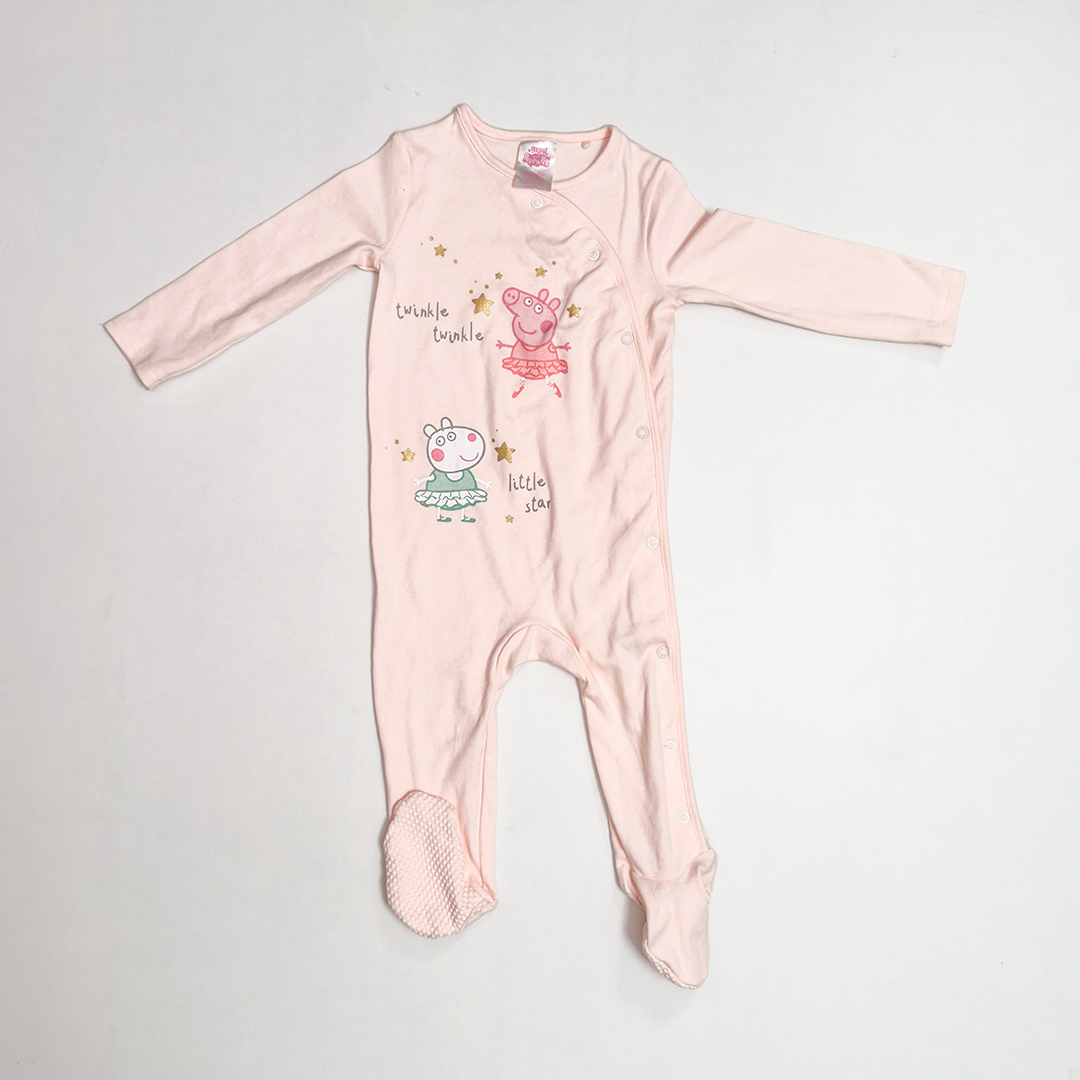 PEACH PEPPA PIG PRINTED SLEEPSUIT